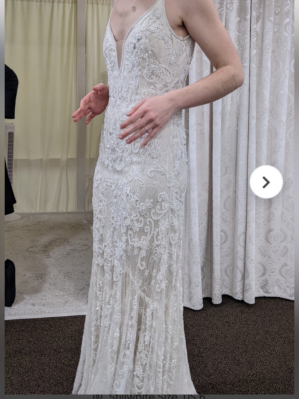 Beaded Lace Slip Dress in Ivory by Adrianna Papell